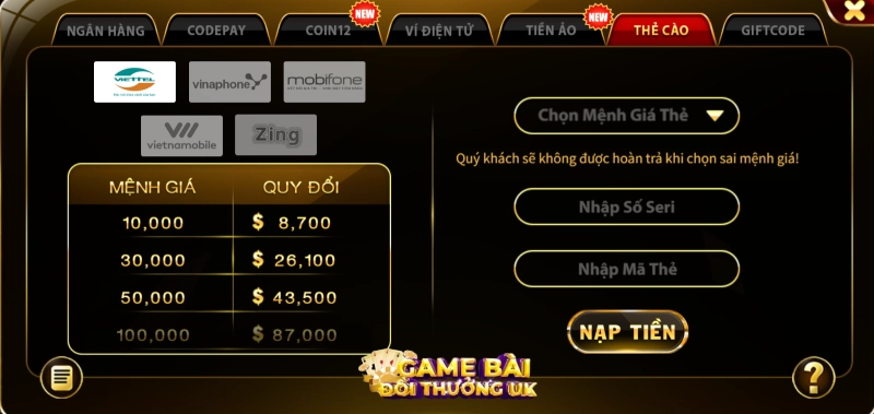 nạp tiền Hitclub 